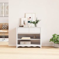 Produktbild för Konsolbord med låda Drammen Vit 89,5 x 37 x 73 cm Massiv furu