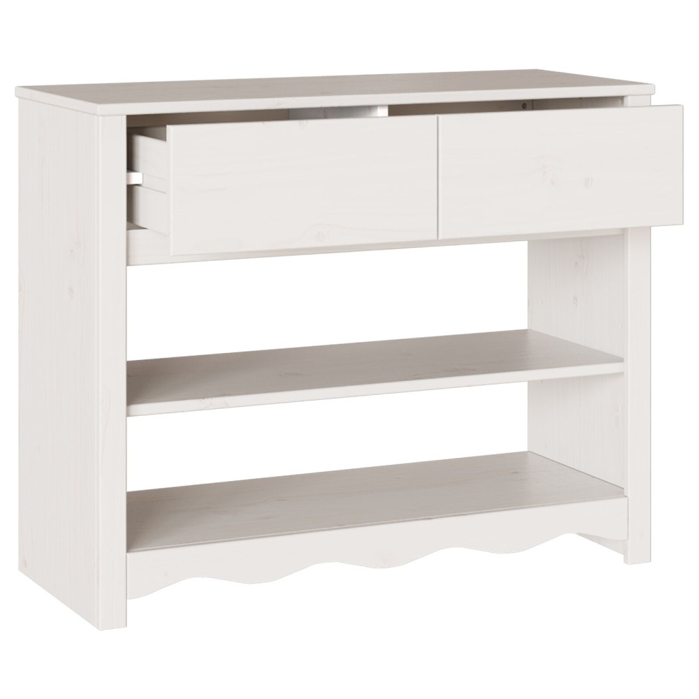 Produktbild för Konsolbord med låda Drammen Vit 89,5 x 37 x 73 cm Massiv furu