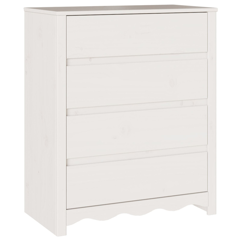 Produktbild för Kommode med låda Drammen Vit 76,5 x 40 x 91 cm Massivt tallträ