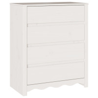 Produktbild för Kommode med låda Drammen Vit 76,5 x 40 x 91 cm Massivt tallträ