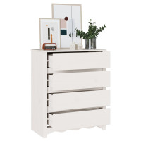 Produktbild för Kommode med låda Drammen Vit 76,5 x 40 x 91 cm Massivt tallträ