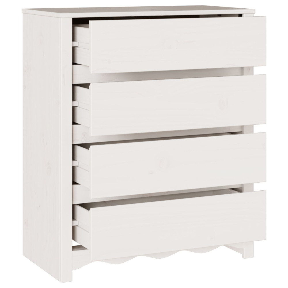 Produktbild för Kommode med låda Drammen Vit 76,5 x 40 x 91 cm Massivt tallträ