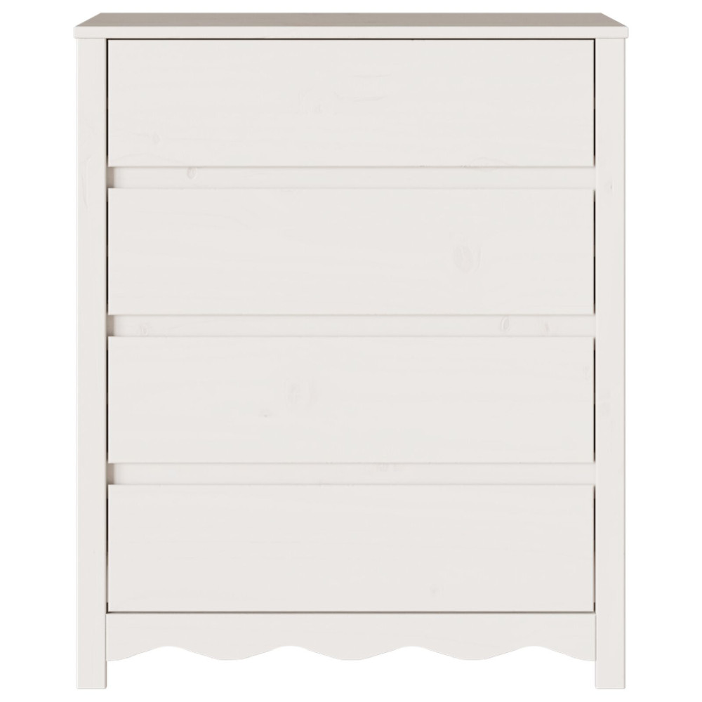 Produktbild för Kommode med låda Drammen Vit 76,5 x 40 x 91 cm Massivt tallträ