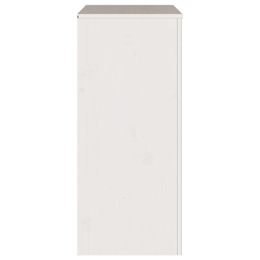 Produktbild för Kommode med låda Drammen Vit 76,5 x 40 x 91 cm Massivt tallträ