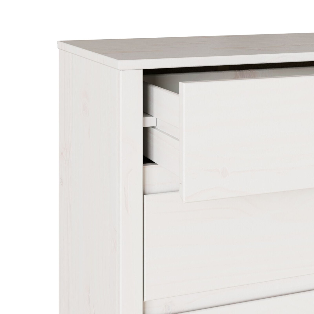 Produktbild för Kommode med låda Drammen Vit 76,5 x 40 x 91 cm Massivt tallträ