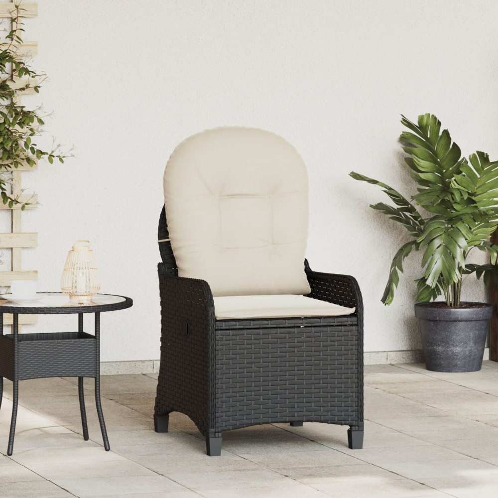 Produktbild för Reclinerfåtölj med kudde Svart 56 x 66 x 95 cm konstrotting