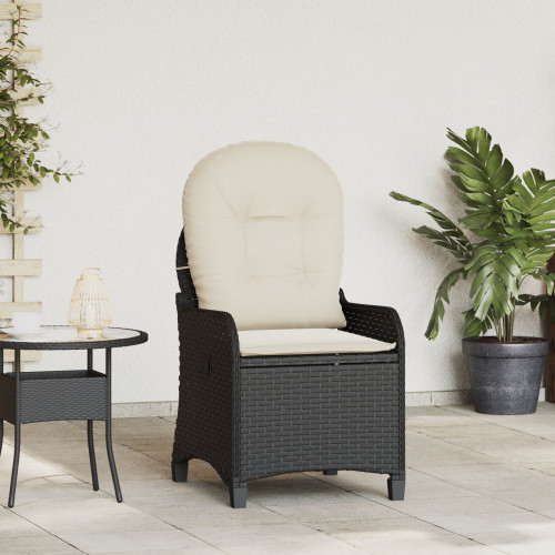 vidaXL Reclinerfåtölj med kudde Svart 56 x 66 x 95 cm konstrotting