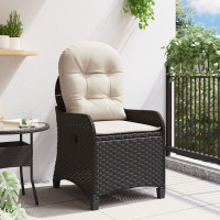 Produktbild för Reclinerfåtölj med kudde Svart 56 x 66 x 95 cm konstrotting