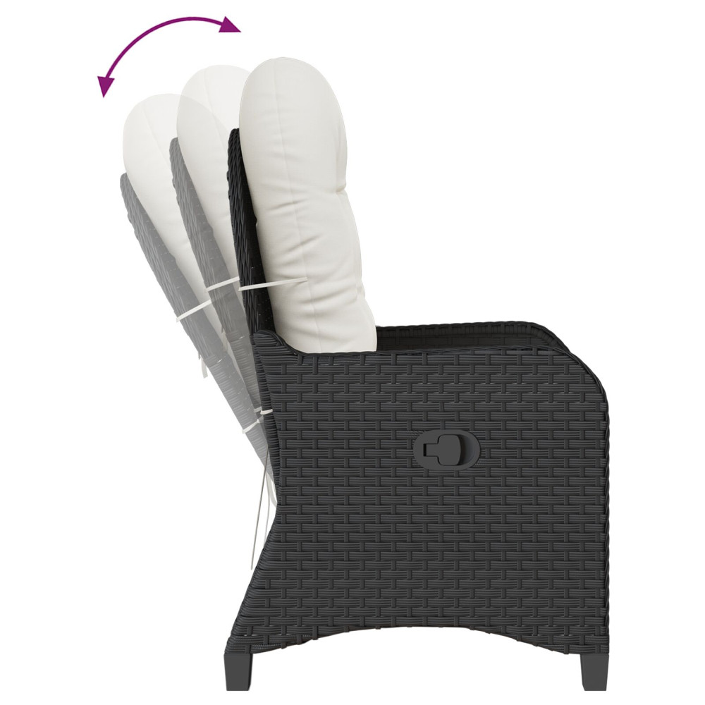 Produktbild för Reclinerfåtölj med kudde Svart 56 x 66 x 95 cm konstrotting