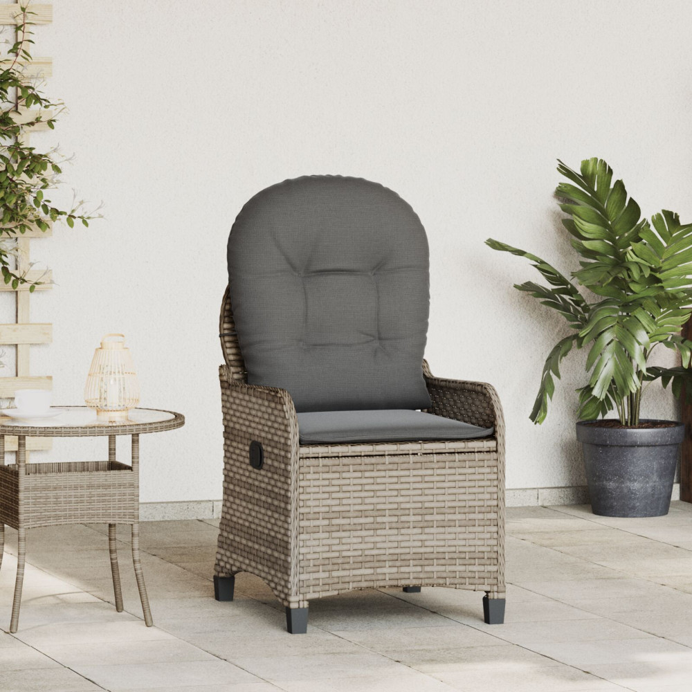 Produktbild för Reclinerfåtölj med kudde Grå 56 x 66 x 95 cm konstrotting