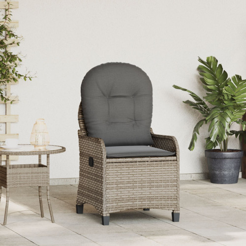 vidaXL Reclinerfåtölj med kudde Grå 56 x 66 x 95 cm konstrotting