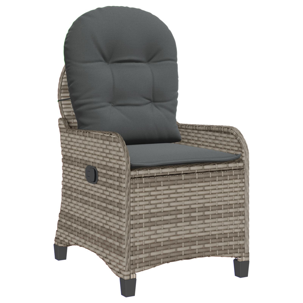 Produktbild för Reclinerfåtölj med kudde Grå 56 x 66 x 95 cm konstrotting