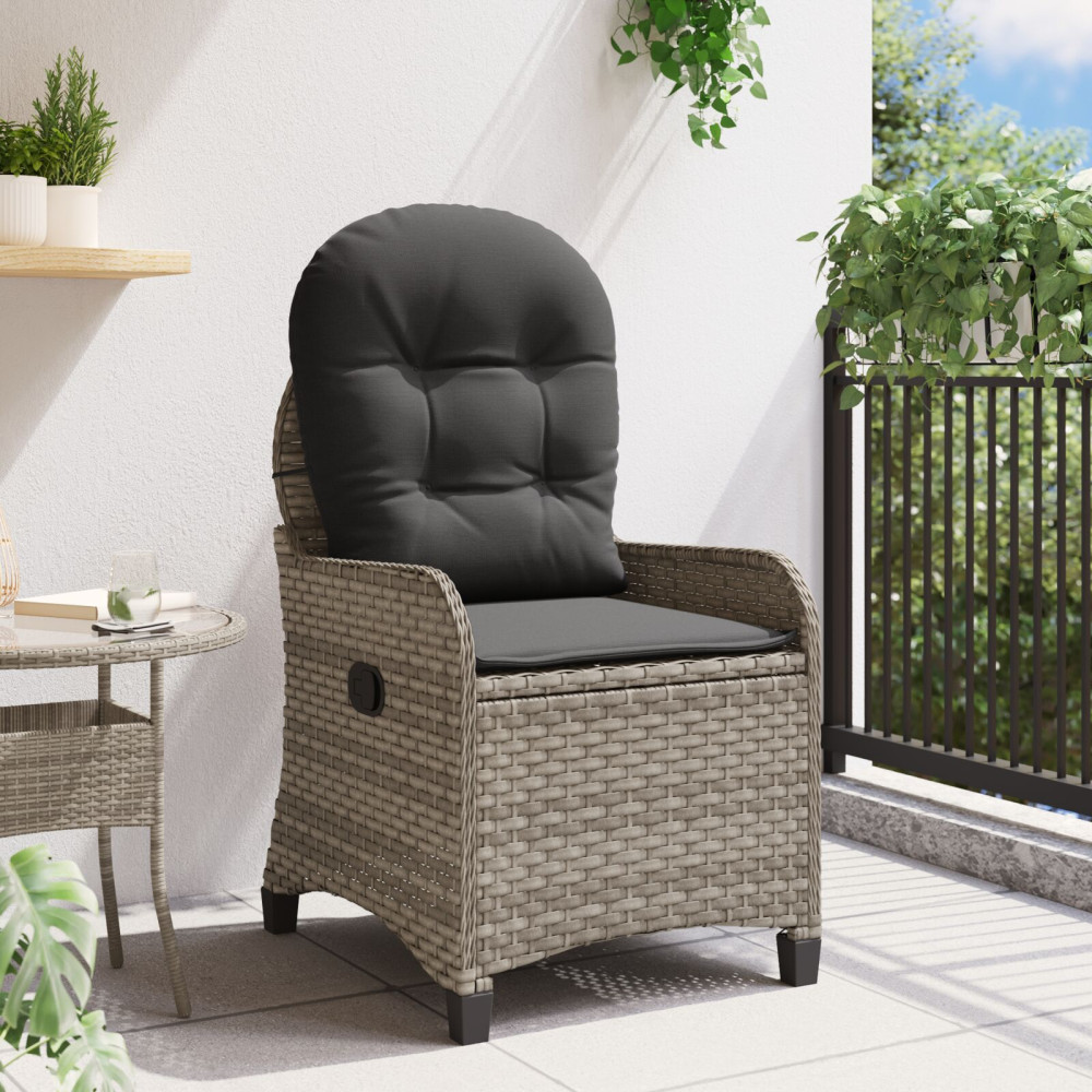 Produktbild för Reclinerfåtölj med kudde Grå 56 x 66 x 95 cm konstrotting