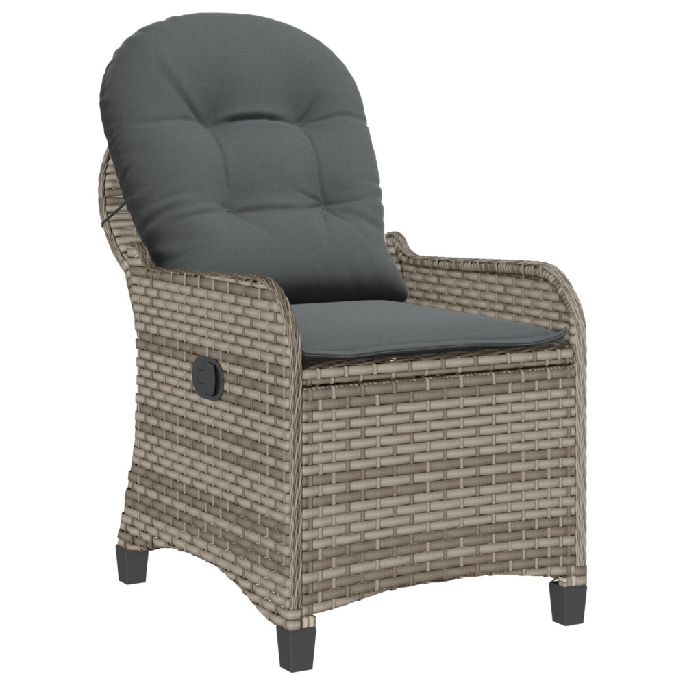 Produktbild för Reclinerfåtölj med kudde Grå 56 x 66 x 95 cm konstrotting