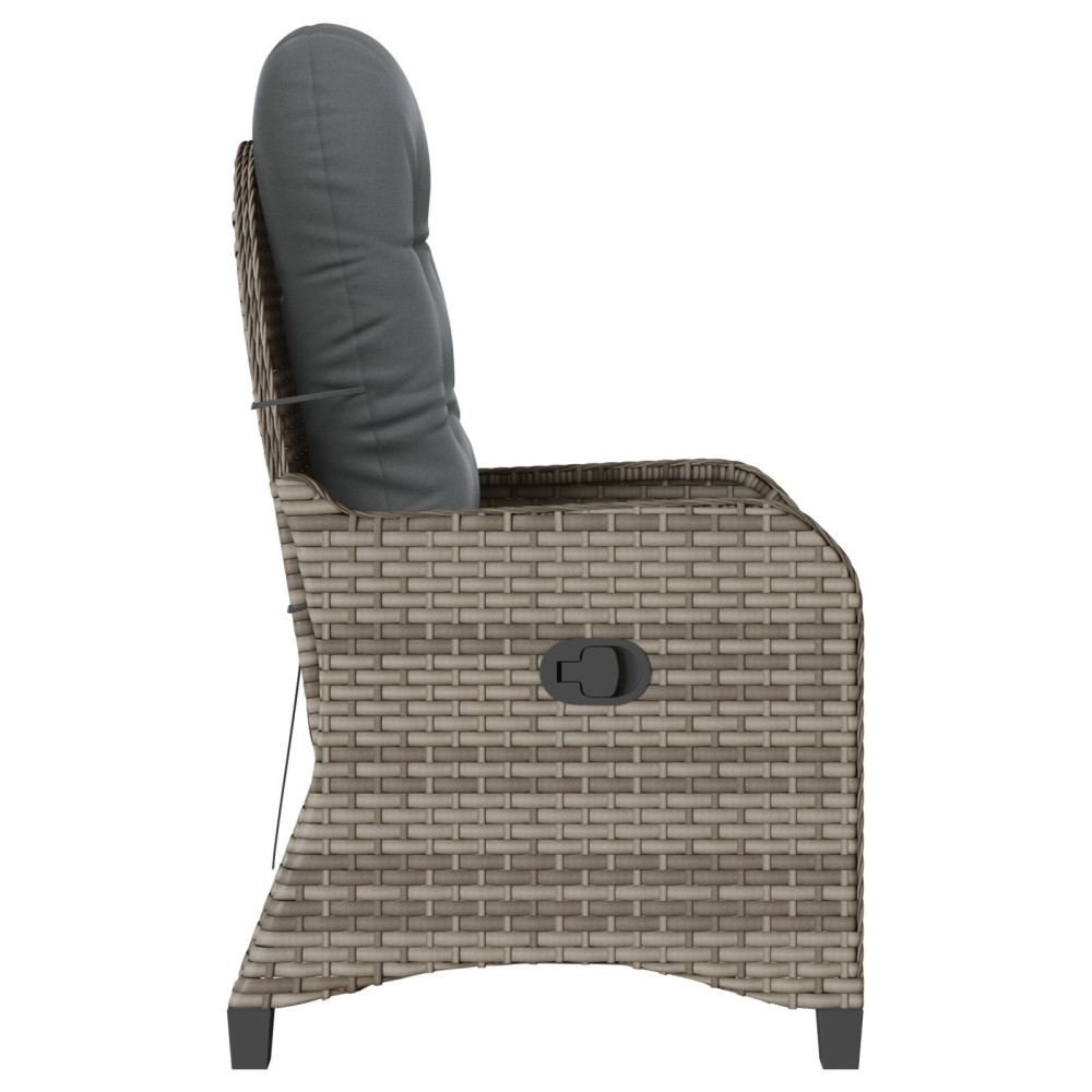 Produktbild för Reclinerfåtölj med kudde Grå 56 x 66 x 95 cm konstrotting