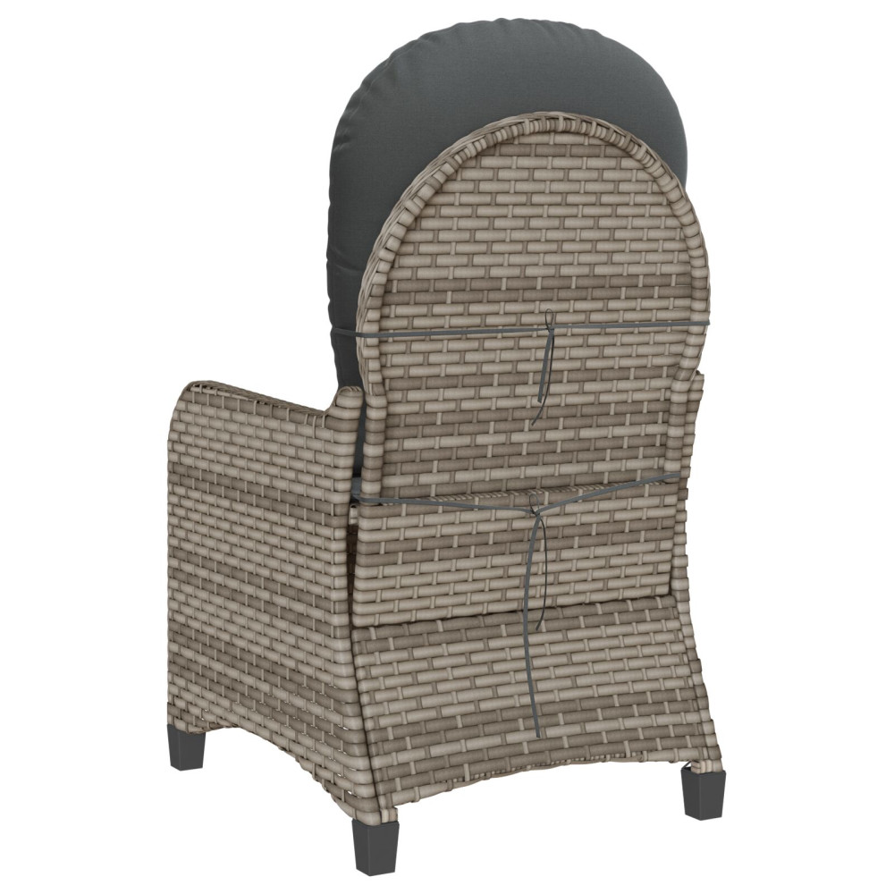 Produktbild för Reclinerfåtölj med kudde Grå 56 x 66 x 95 cm konstrotting