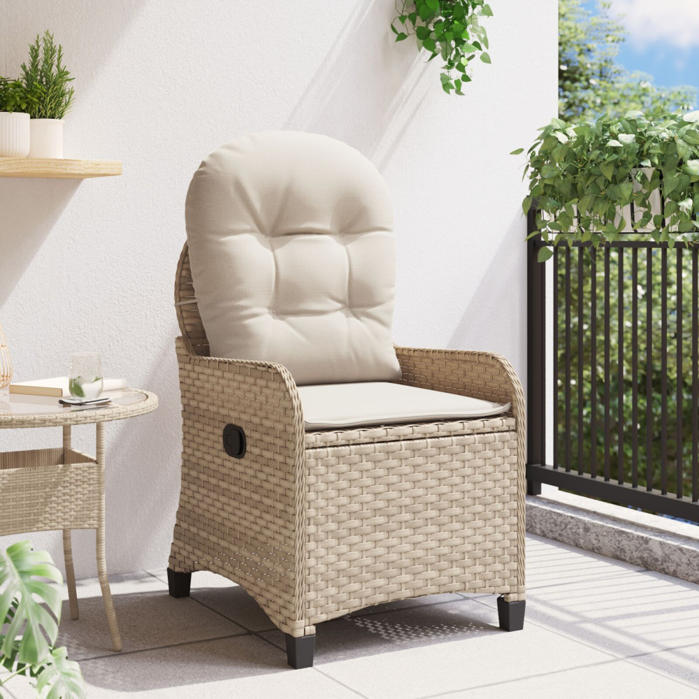 Produktbild för Reclinerfåtölj med kudde Beige 56 x 66 x 95 cm konstrotting