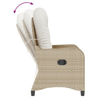 Produktbild för Reclinerfåtölj med kudde Beige 56 x 66 x 95 cm konstrotting