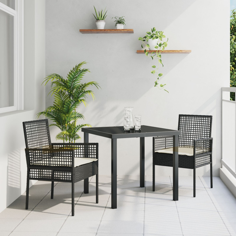 Produktbild för Trädgård Stol 2 pcs Svart 55 x 53 x 85 cm konstrotting