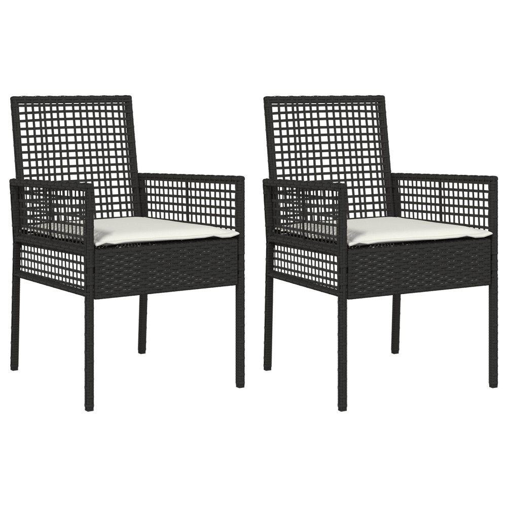 Produktbild för Trädgård Stol 2 pcs Svart 55 x 53 x 85 cm konstrotting