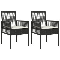 Produktbild för Trädgård Stol 2 pcs Svart 55 x 53 x 85 cm konstrotting