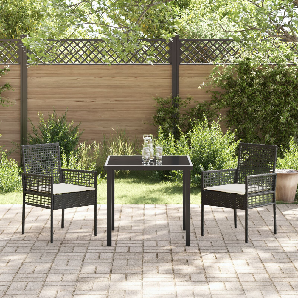 Produktbild för Trädgård Stol 2 pcs Svart 55 x 53 x 85 cm konstrotting