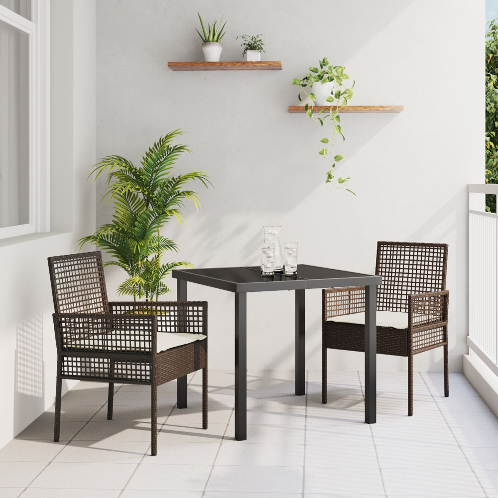 Produktbild för Trädgård Stol med kudde 2 pcs Brun 55 x 53 x 85 cm konstrotting