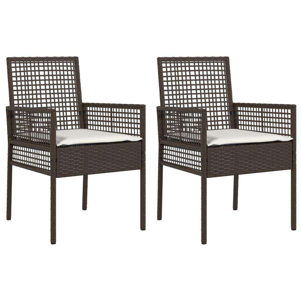 Produktbild för Trädgård Stol med kudde 2 pcs Brun 55 x 53 x 85 cm konstrotting