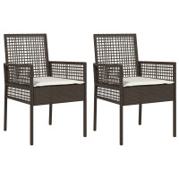 Produktbild för Trädgård Stol med kudde 2 pcs Brun 55 x 53 x 85 cm konstrotting