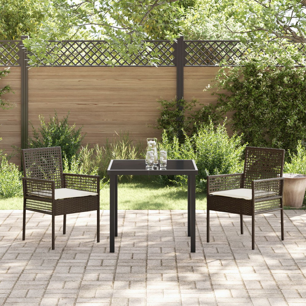 Produktbild för Trädgård Stol med kudde 2 pcs Brun 55 x 53 x 85 cm konstrotting
