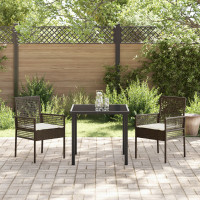 Produktbild för Trädgård Stol med kudde 2 pcs Brun 55 x 53 x 85 cm konstrotting
