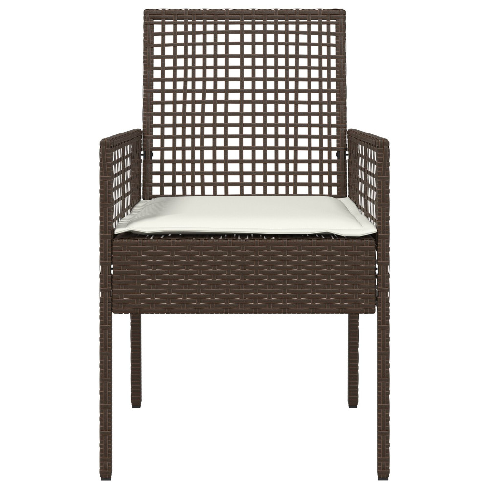 Produktbild för Trädgård Stol med kudde 2 pcs Brun 55 x 53 x 85 cm konstrotting