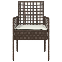 Produktbild för Trädgård Stol med kudde 2 pcs Brun 55 x 53 x 85 cm konstrotting