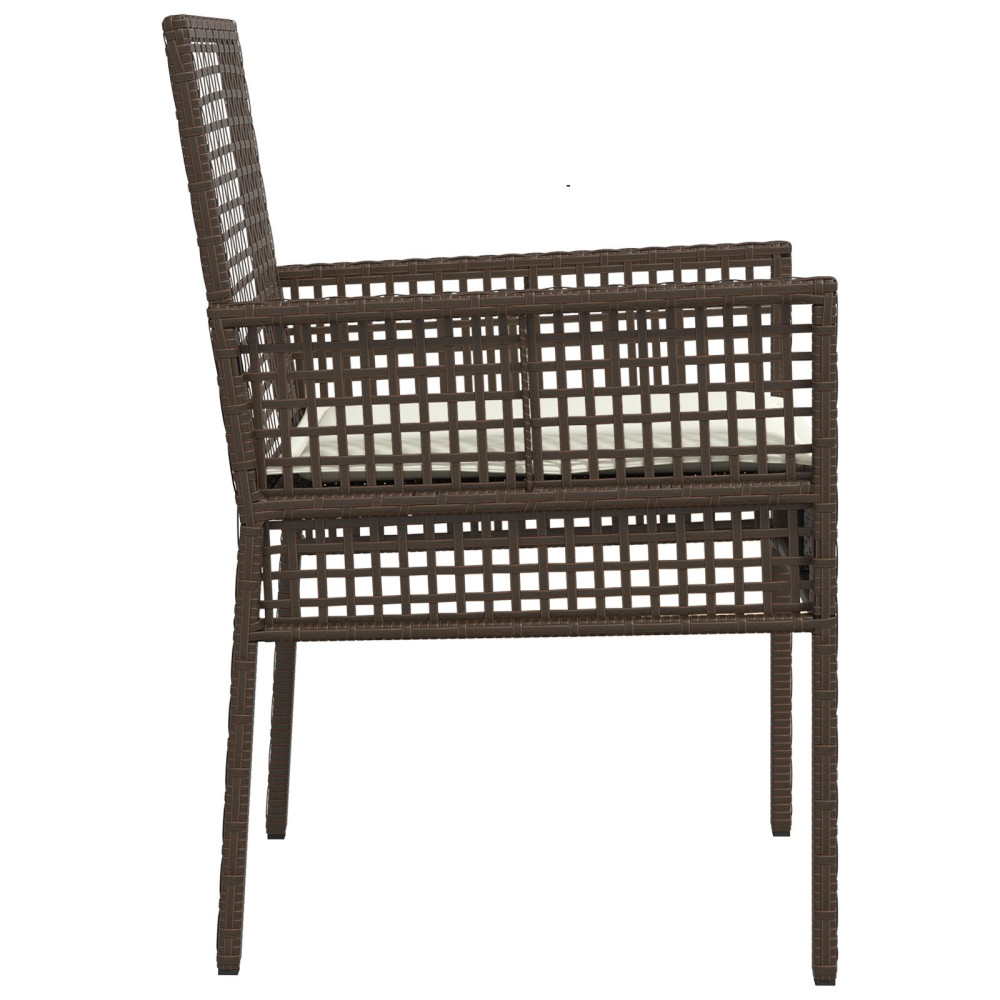 Produktbild för Trädgård Stol med kudde 2 pcs Brun 55 x 53 x 85 cm konstrotting