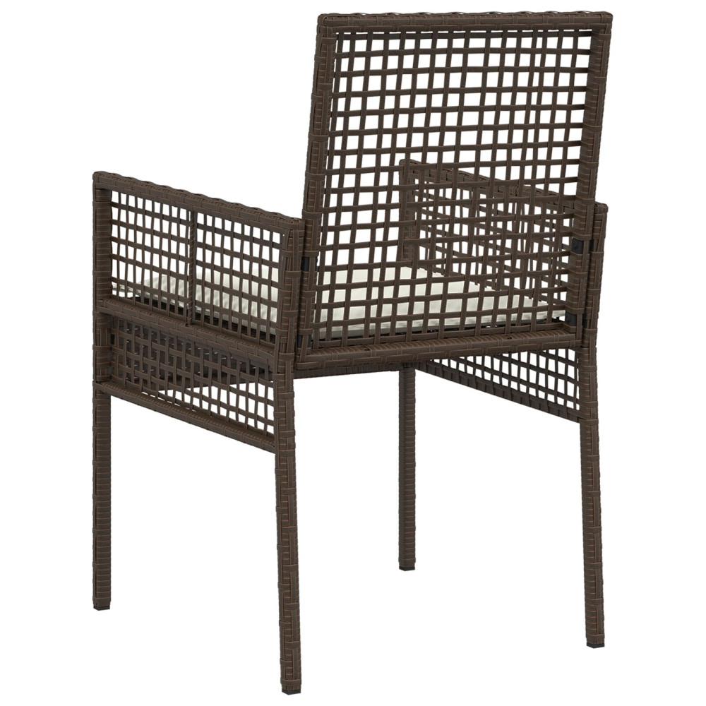 Produktbild för Trädgård Stol med kudde 2 pcs Brun 55 x 53 x 85 cm konstrotting