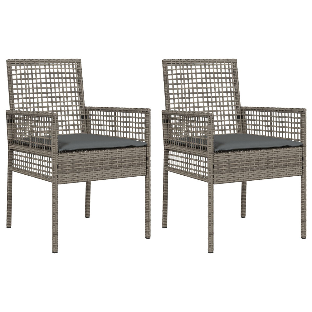 Produktbild för Trädgård Stol med kudde 2 pcs Grå 55 x 53 x 85 cm konstrotting