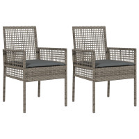 Produktbild för Trädgård Stol med kudde 2 pcs Grå 55 x 53 x 85 cm konstrotting