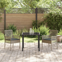 Produktbild för Trädgård Stol med kudde 2 pcs Grå 55 x 53 x 85 cm konstrotting