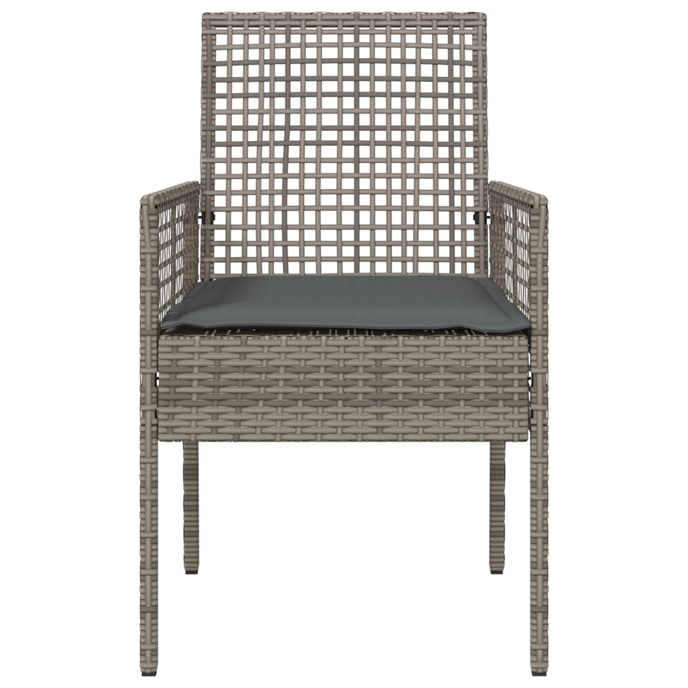 Produktbild för Trädgård Stol med kudde 2 pcs Grå 55 x 53 x 85 cm konstrotting