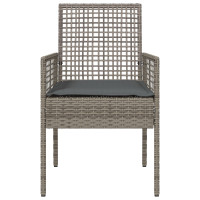 Produktbild för Trädgård Stol med kudde 2 pcs Grå 55 x 53 x 85 cm konstrotting