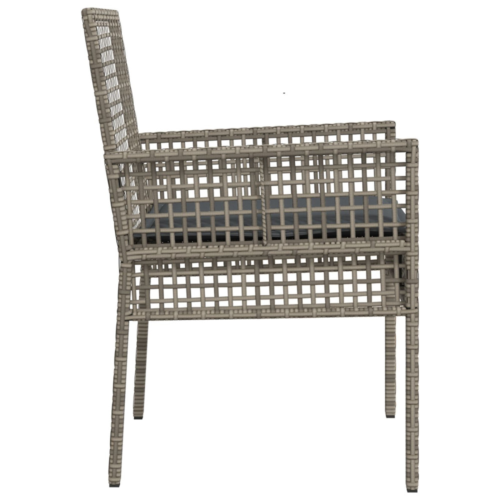 Produktbild för Trädgård Stol med kudde 2 pcs Grå 55 x 53 x 85 cm konstrotting