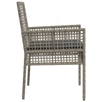 Produktbild för Trädgård Stol med kudde 2 pcs Grå 55 x 53 x 85 cm konstrotting