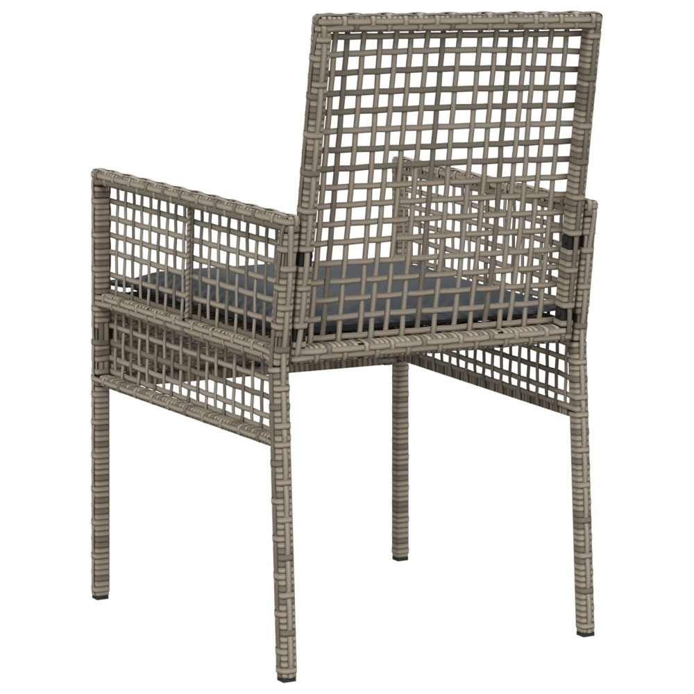 Produktbild för Trädgård Stol med kudde 2 pcs Grå 55 x 53 x 85 cm konstrotting