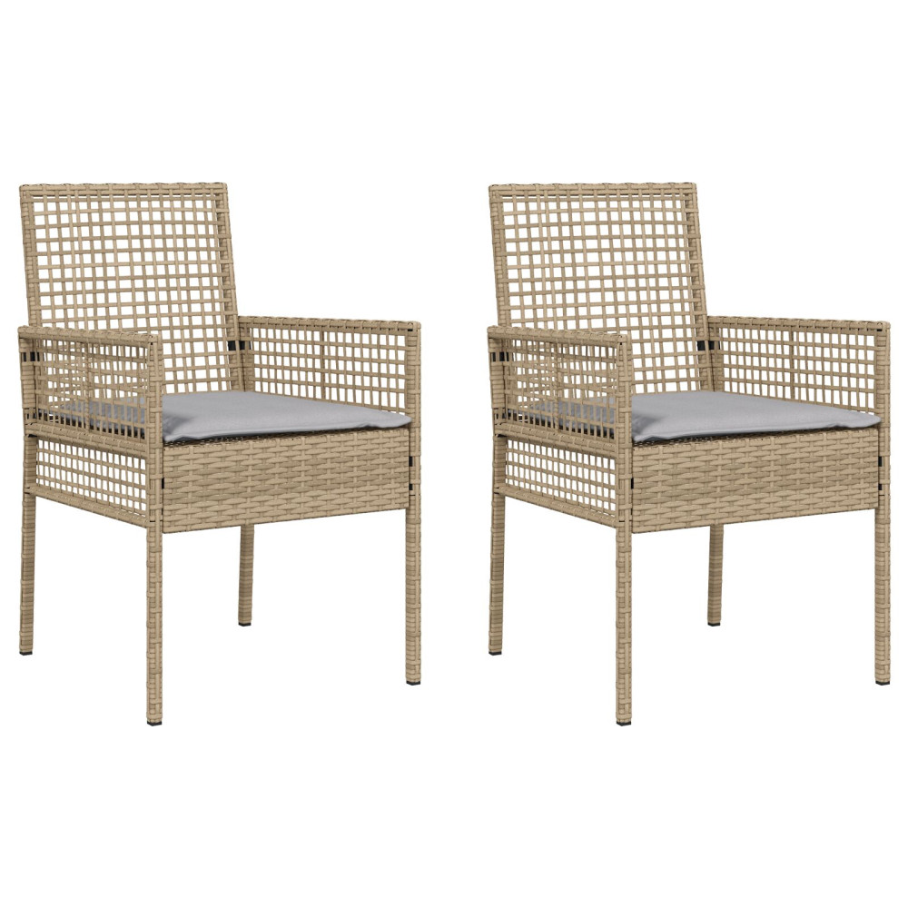 Produktbild för Trädgård Stol 2 pcs Beige 55 x 53 x 85 cm konstrotting