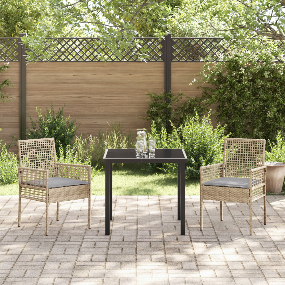Produktbild för Trädgård Stol 2 pcs Beige 55 x 53 x 85 cm konstrotting