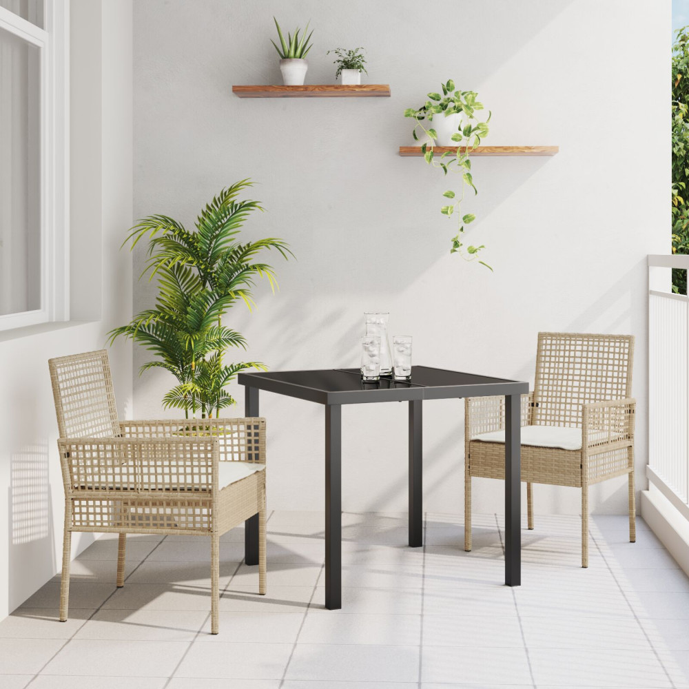 Produktbild för Trädgård Stol 2 pcs Beige 55 x 53 x 85 cm konstrotting