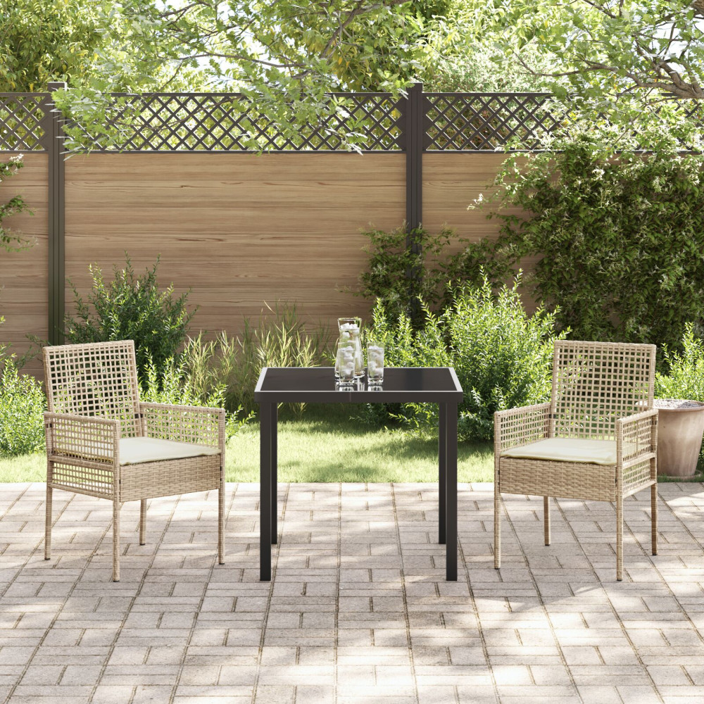 Produktbild för Trädgård Stol 2 pcs Beige 55 x 53 x 85 cm konstrotting
