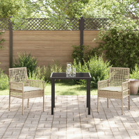Produktbild för Trädgård Stol 2 pcs Beige 55 x 53 x 85 cm konstrotting
