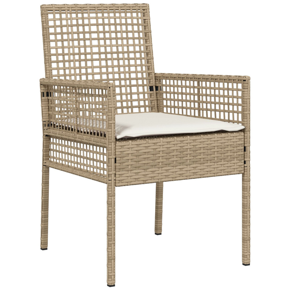 Produktbild för Trädgård Stol 2 pcs Beige 55 x 53 x 85 cm konstrotting