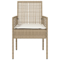 Produktbild för Trädgård Stol 2 pcs Beige 55 x 53 x 85 cm konstrotting